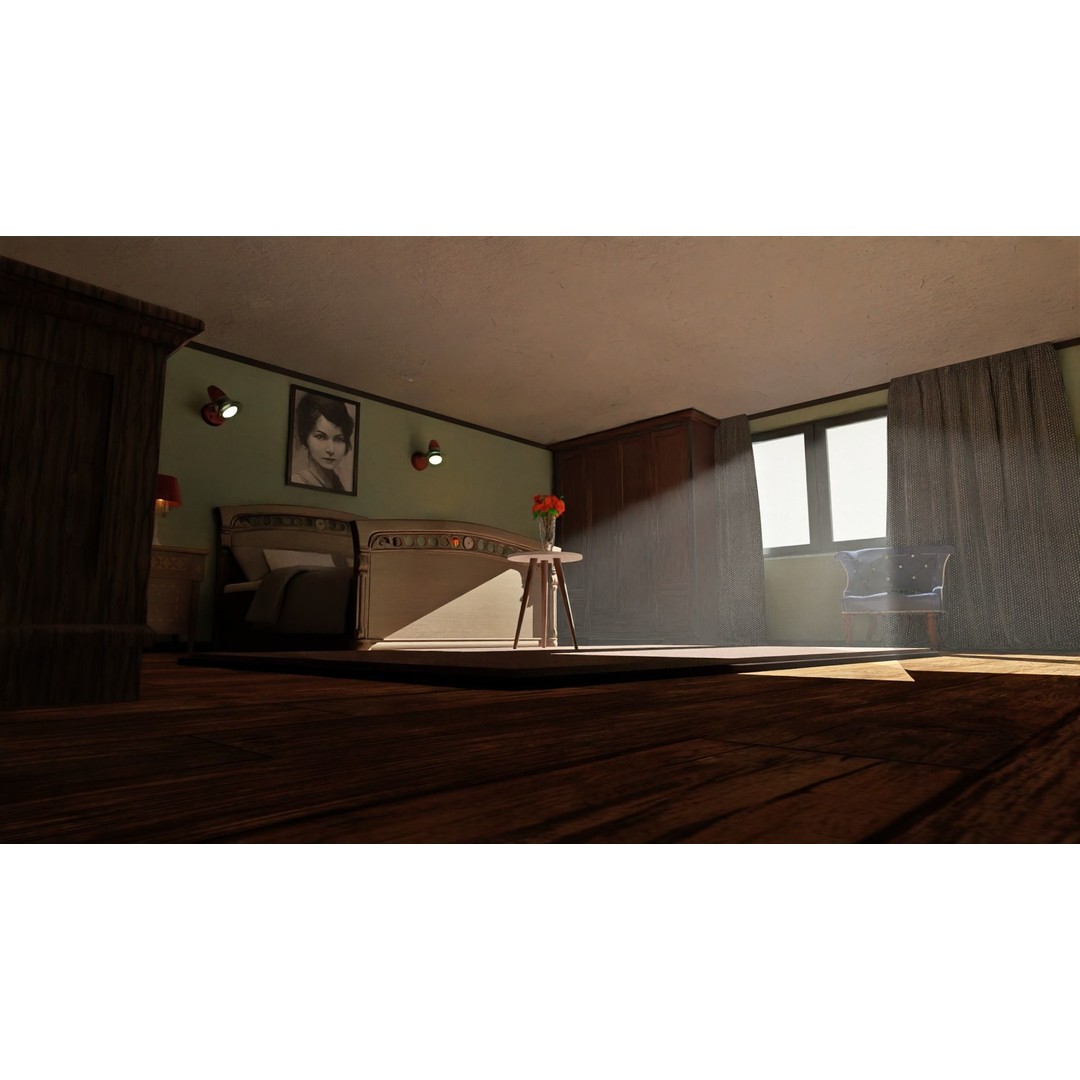 Realistic Bedroom 3D Model – Modern Interior Design with Textures - View 6