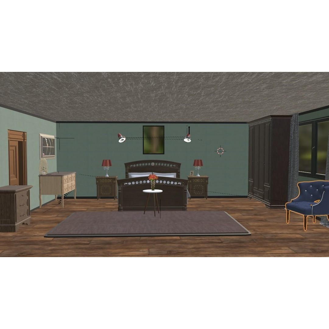 Realistic Bedroom 3D Model – Modern Interior Design with Textures - View 8