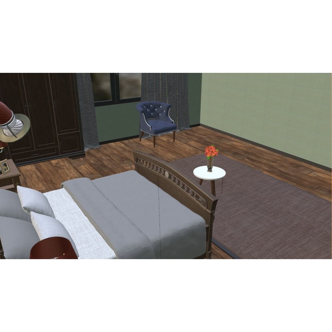 Realistic Bedroom 3D Model – Modern Interior Design with Textures - View 9