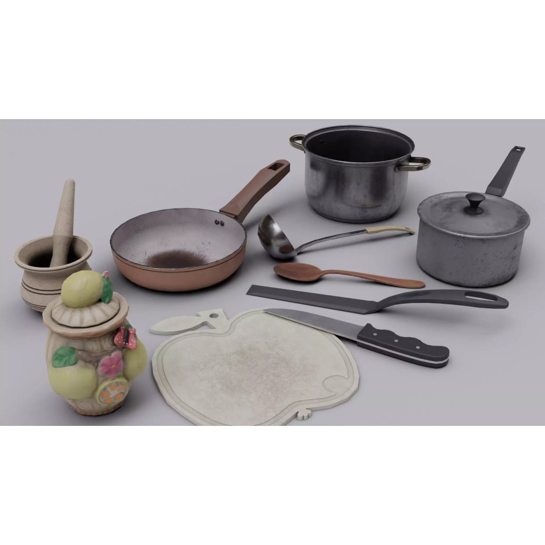 Cooking Appliances 3D Model – Low Poly Game-Ready Kitchenware, FBX - View 2