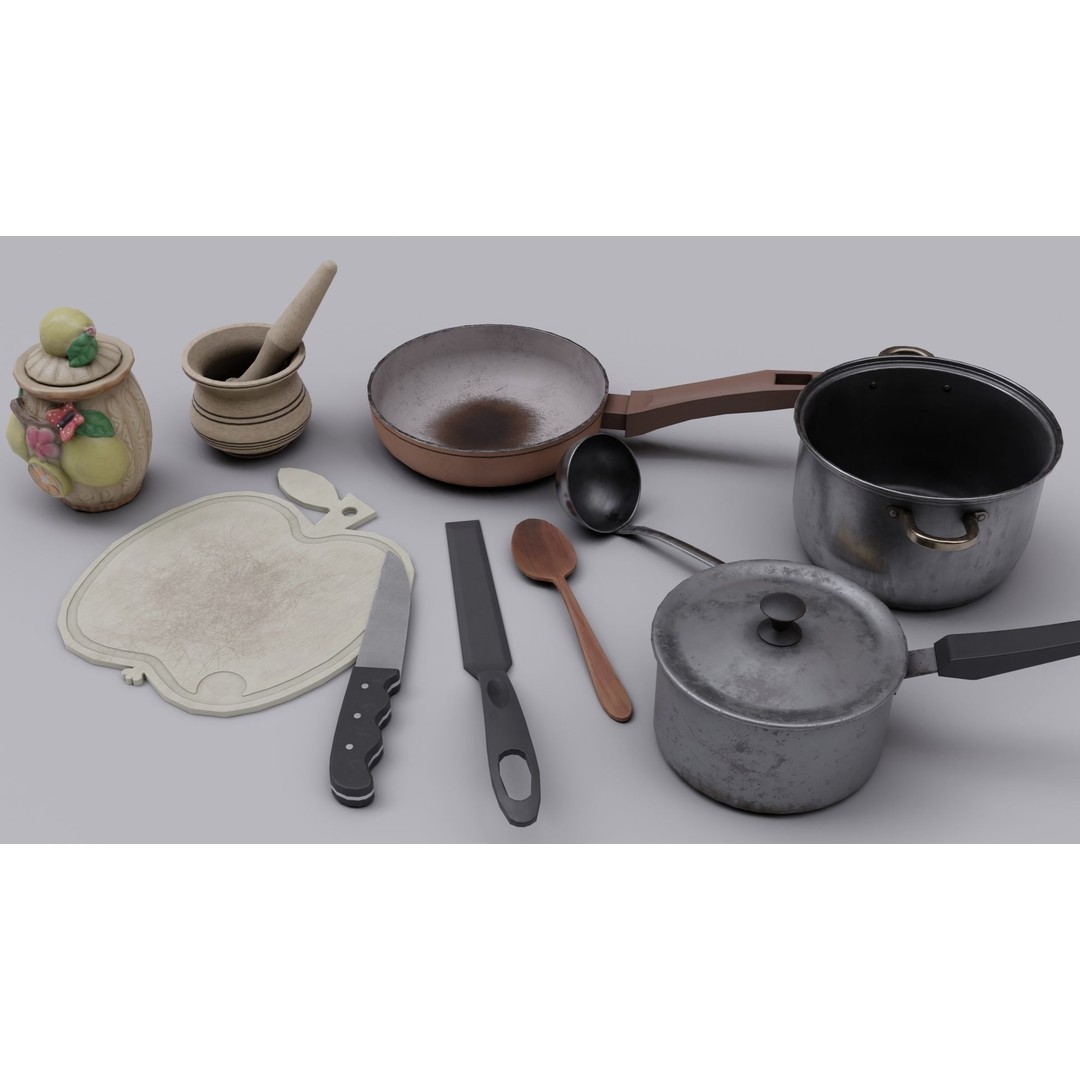 Cooking Appliances 3D Model – Low Poly Game-Ready Kitchenware, FBX - View 3