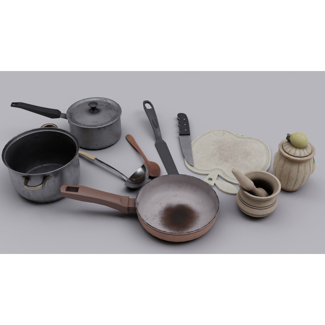 Cooking Appliances 3D Model – Low Poly Game-Ready Kitchenware, FBX - View 4