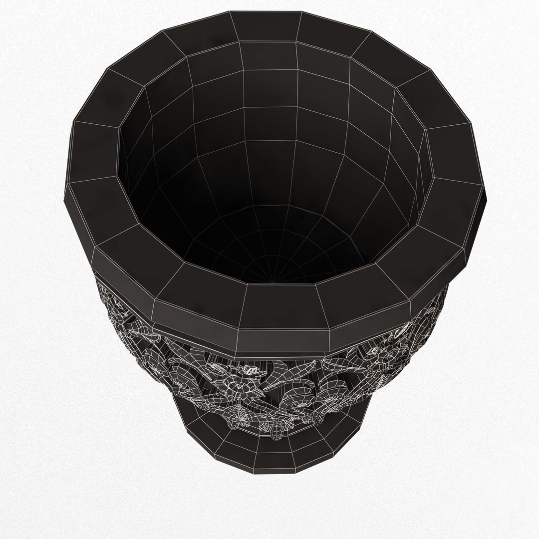 Flower Pot 3D Model – Low Poly Ornamental Design, FBX, OBJ - View 12