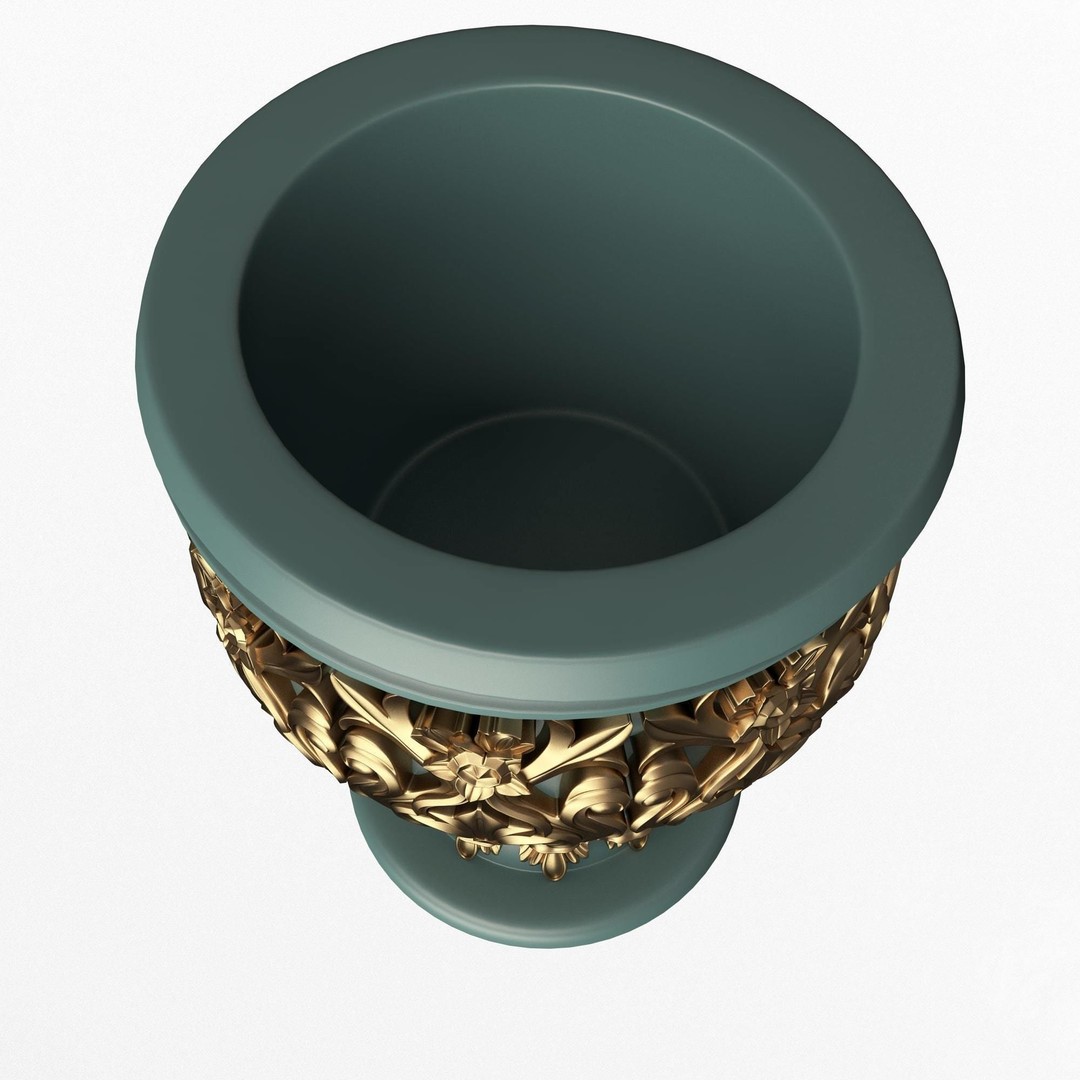 Flower Pot 3D Model – Low Poly Ornamental Design, FBX, OBJ - View 6