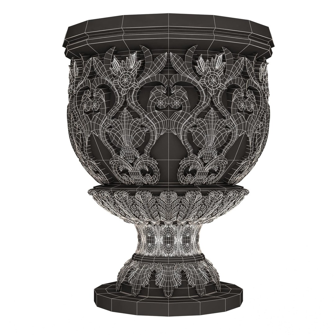 Flower Pot 3D Model – Low Poly Ornamental Design, FBX, OBJ - View 8