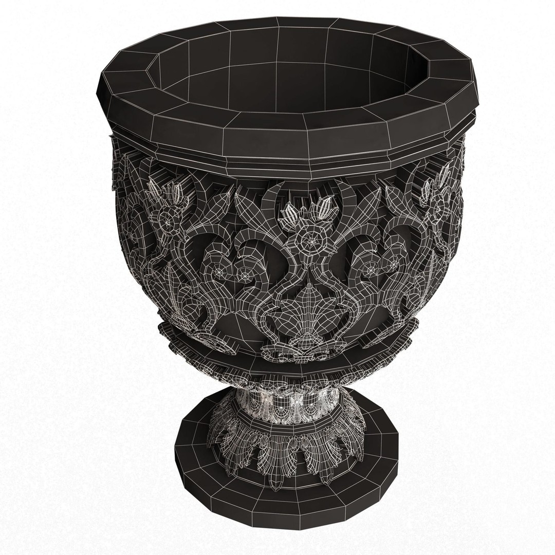 Flower Pot 3D Model – Low Poly Ornamental Design, FBX, OBJ - View 9