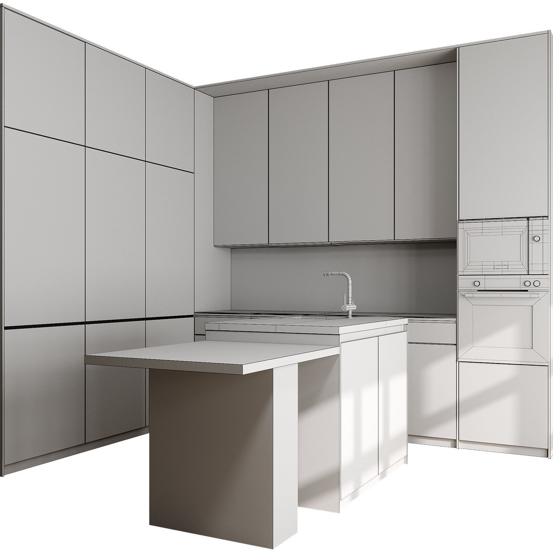 Kitchen 3D Model – Detailed Interior Design, FBX & OBJ Formats
