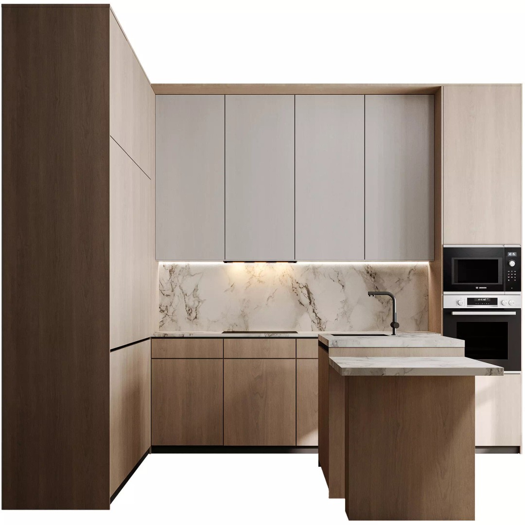 Kitchen 3D Model – Detailed Interior Design, FBX & OBJ Formats - View 2