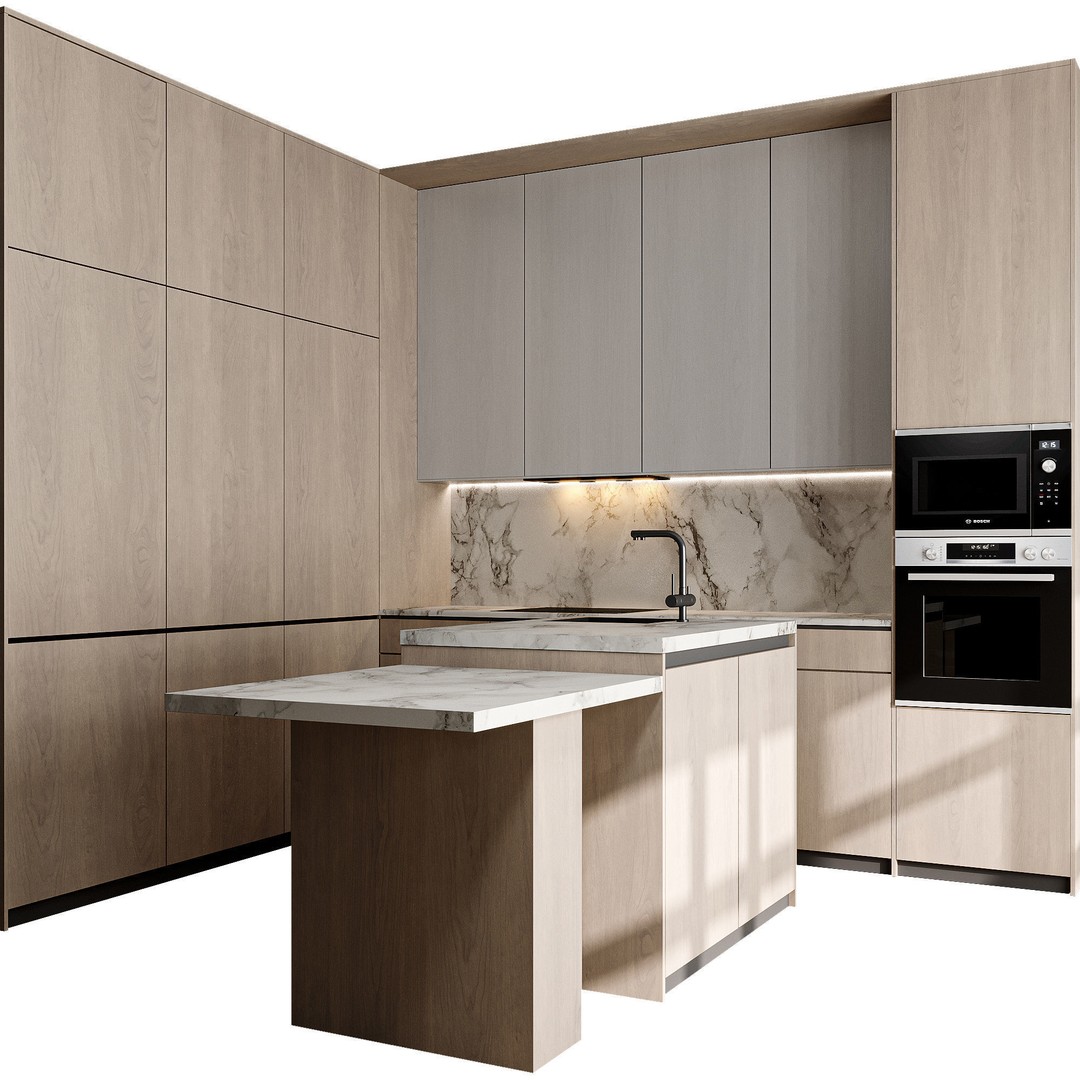 Kitchen 3D Model – Detailed Interior Design, FBX & OBJ Formats - View 3