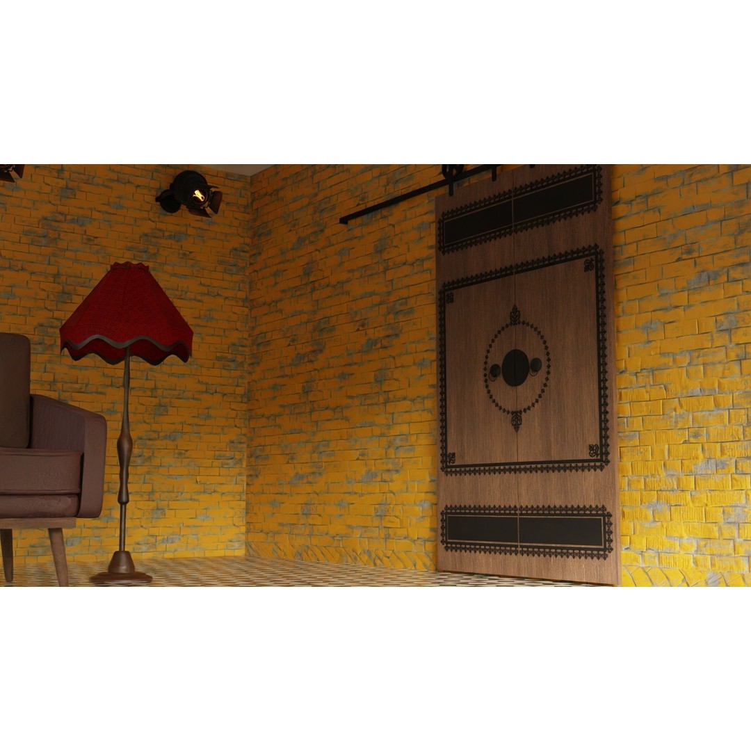 Retro Living Room 3D Model – Vintage Furniture Asset, FBX, OBJ - View 9