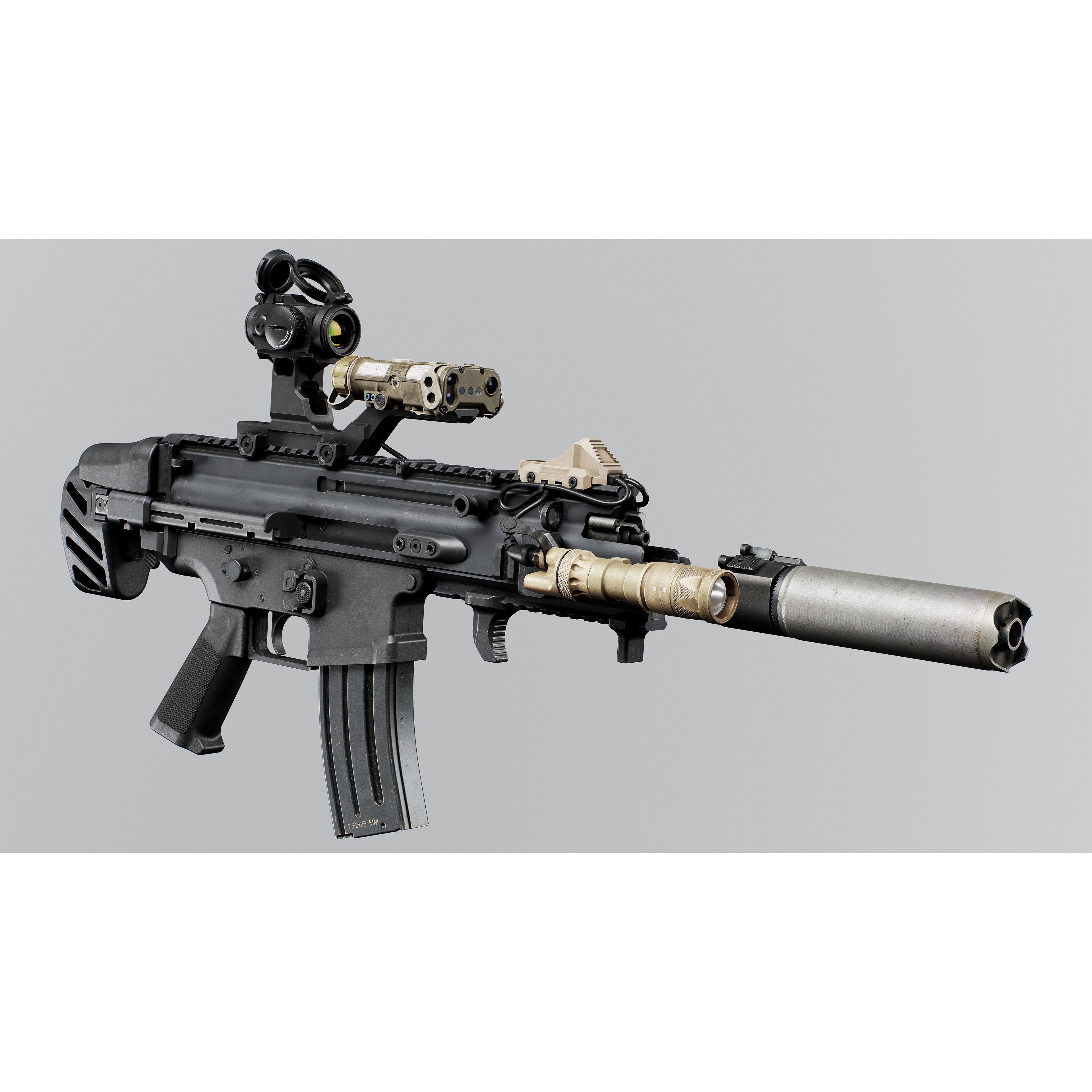 FN SCAR-SC - Low-Poly Game-Ready 3D Model - View 10