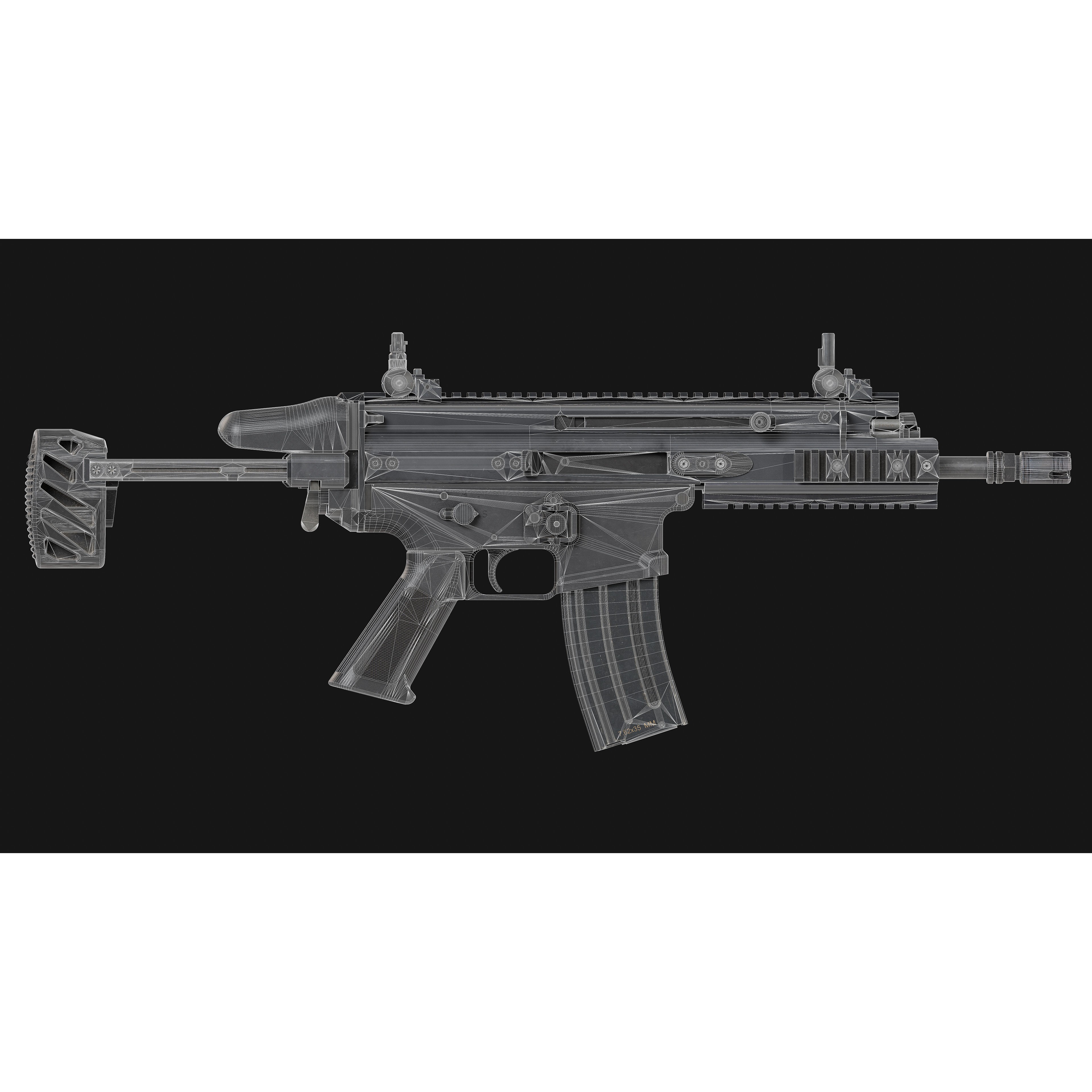 FN SCAR-SC - Low-Poly Game-Ready 3D Model - View 18