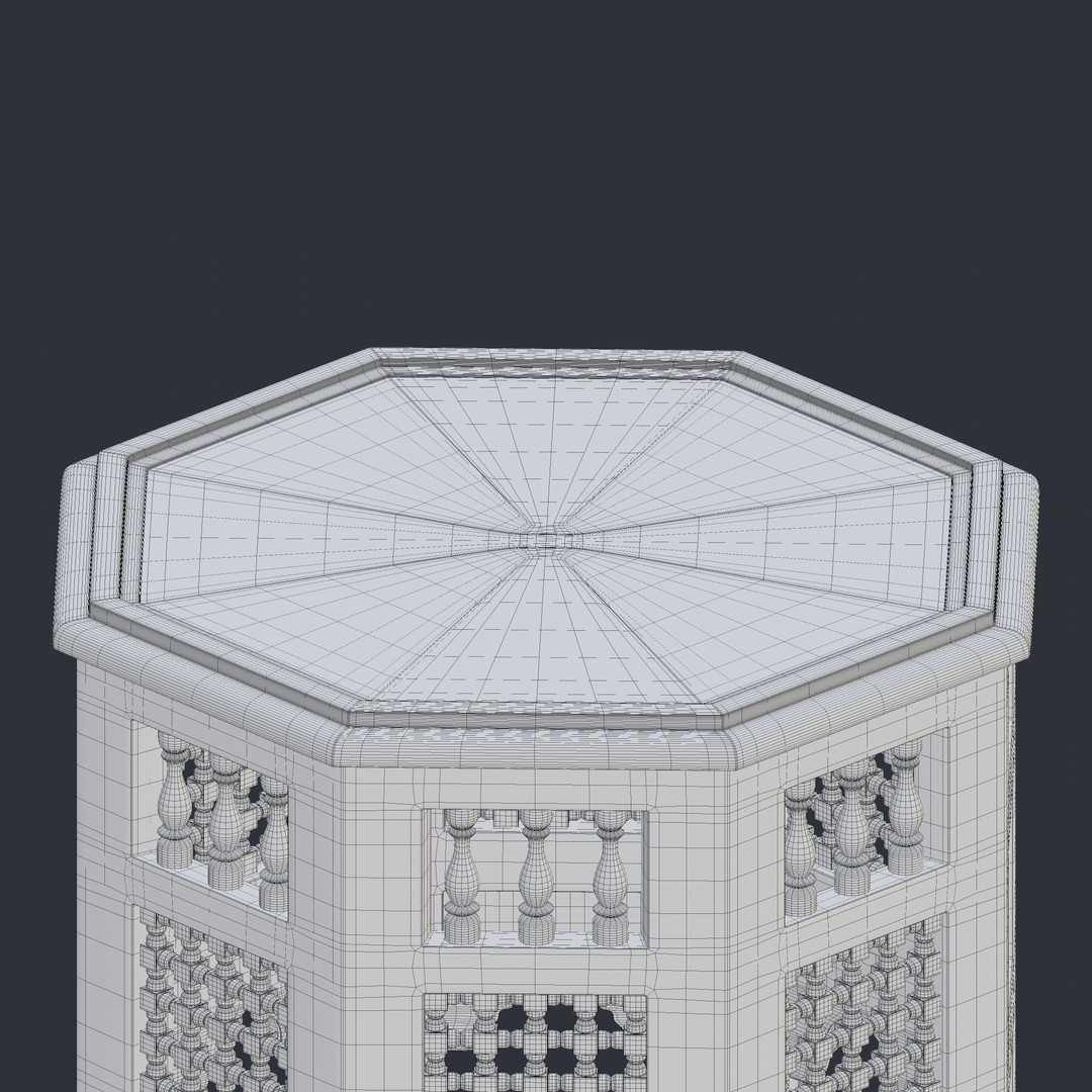 Moroccan Octagonal Side Table 3D Model – PBR Textured, Game Ready, Blender - View 7