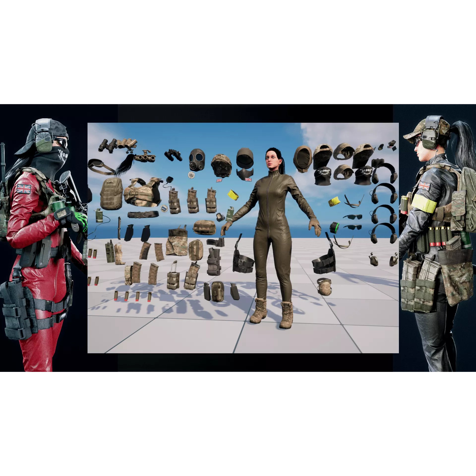 Female Soldier - Low-Poly Game-Ready 3D Model - View 13