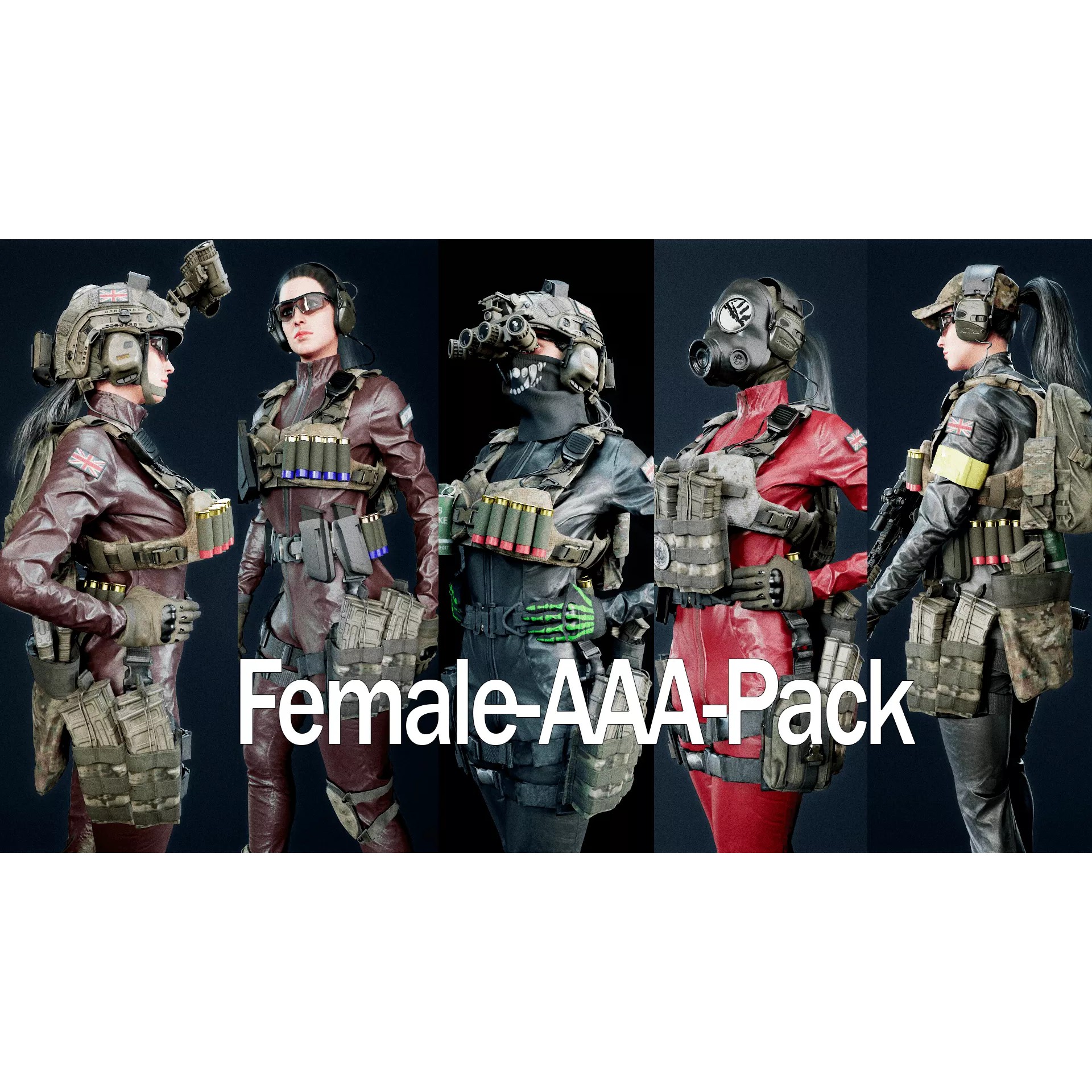 Female Soldier - Low-Poly Game-Ready 3D Model - View 2