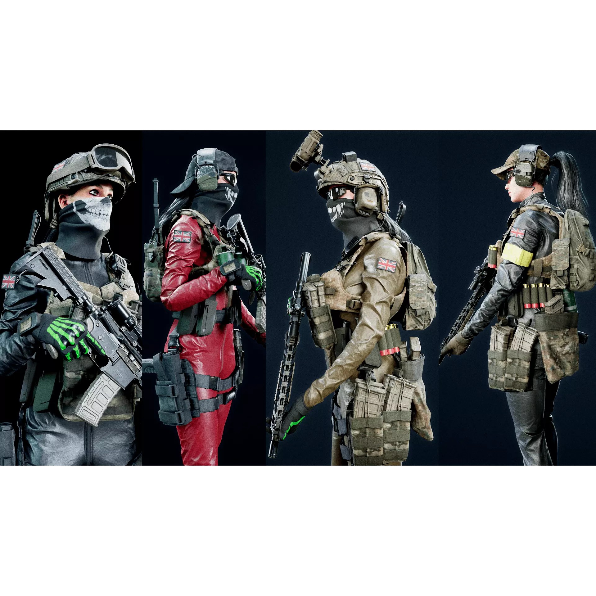 Female Soldier - Low-Poly Game-Ready 3D Model - View 3