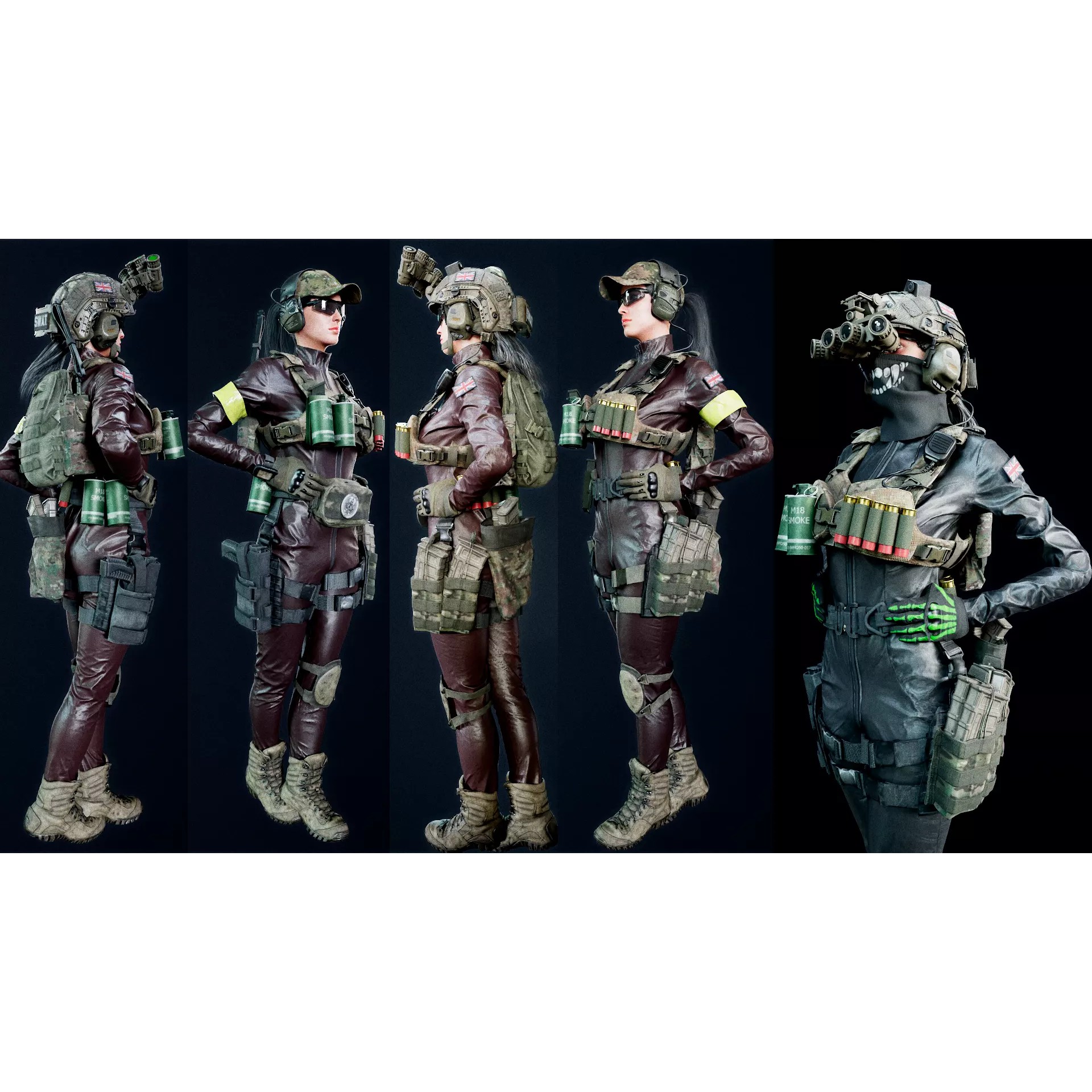 Female Soldier - Low-Poly Game-Ready 3D Model - View 5