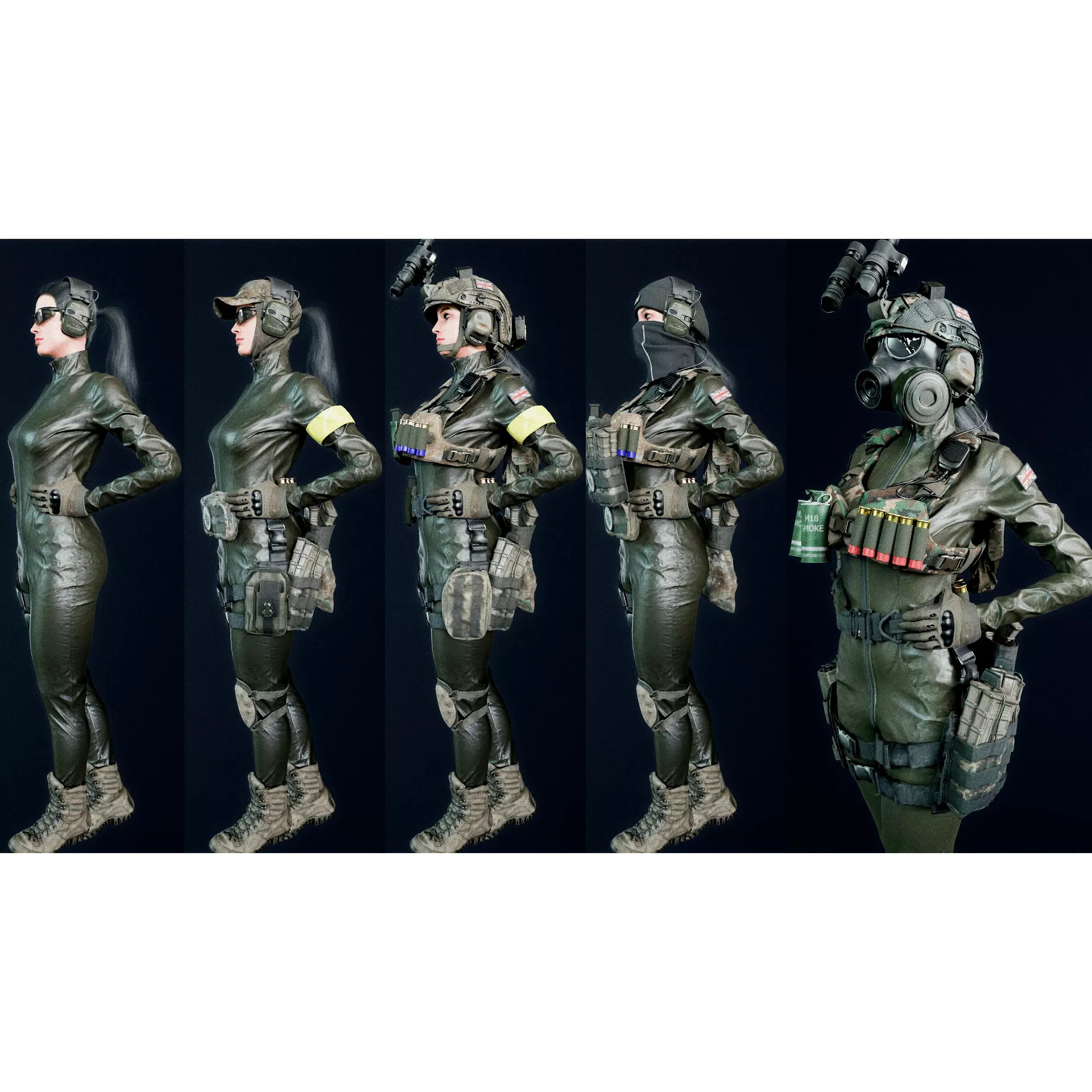 Female Soldier - Low-Poly Game-Ready 3D Model - View 6