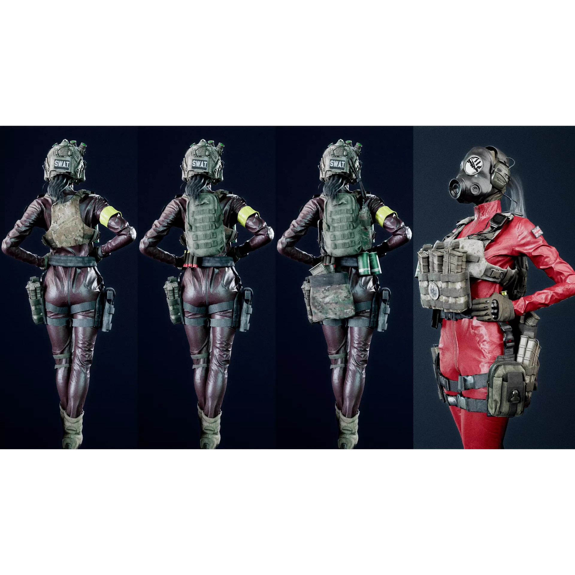 Female Soldier - Low-Poly Game-Ready 3D Model - View 7