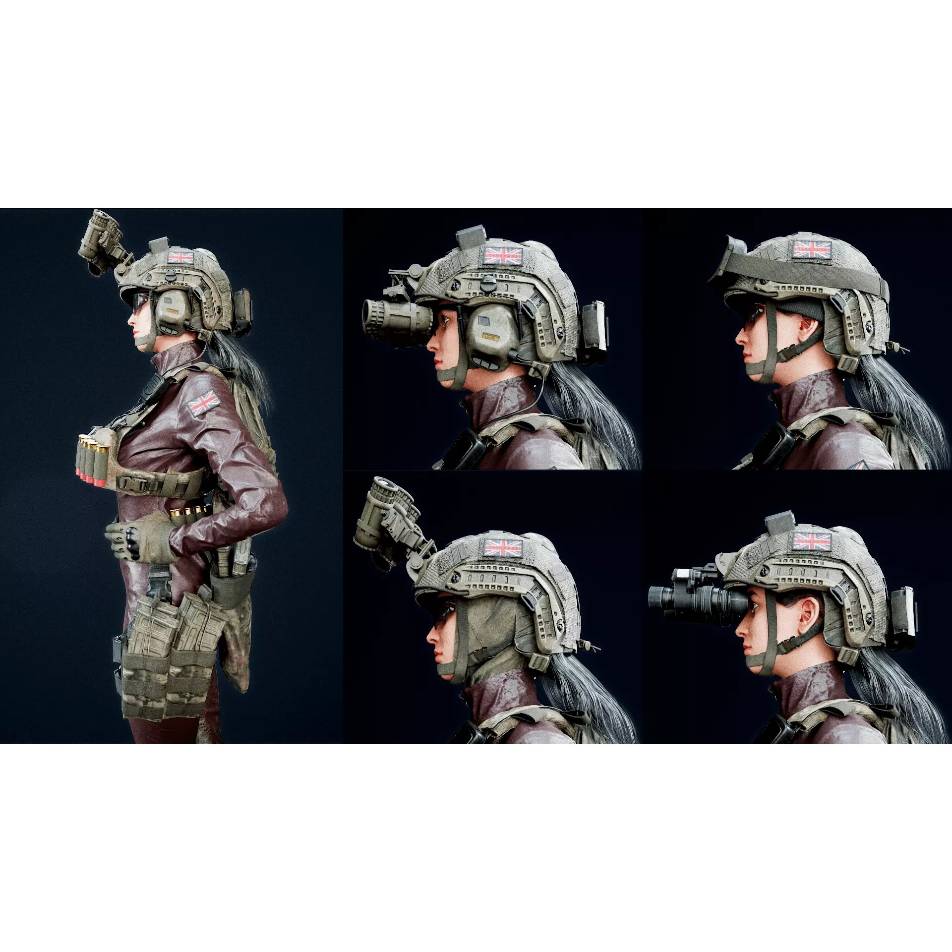Female Soldier - Low-Poly Game-Ready 3D Model - View 8