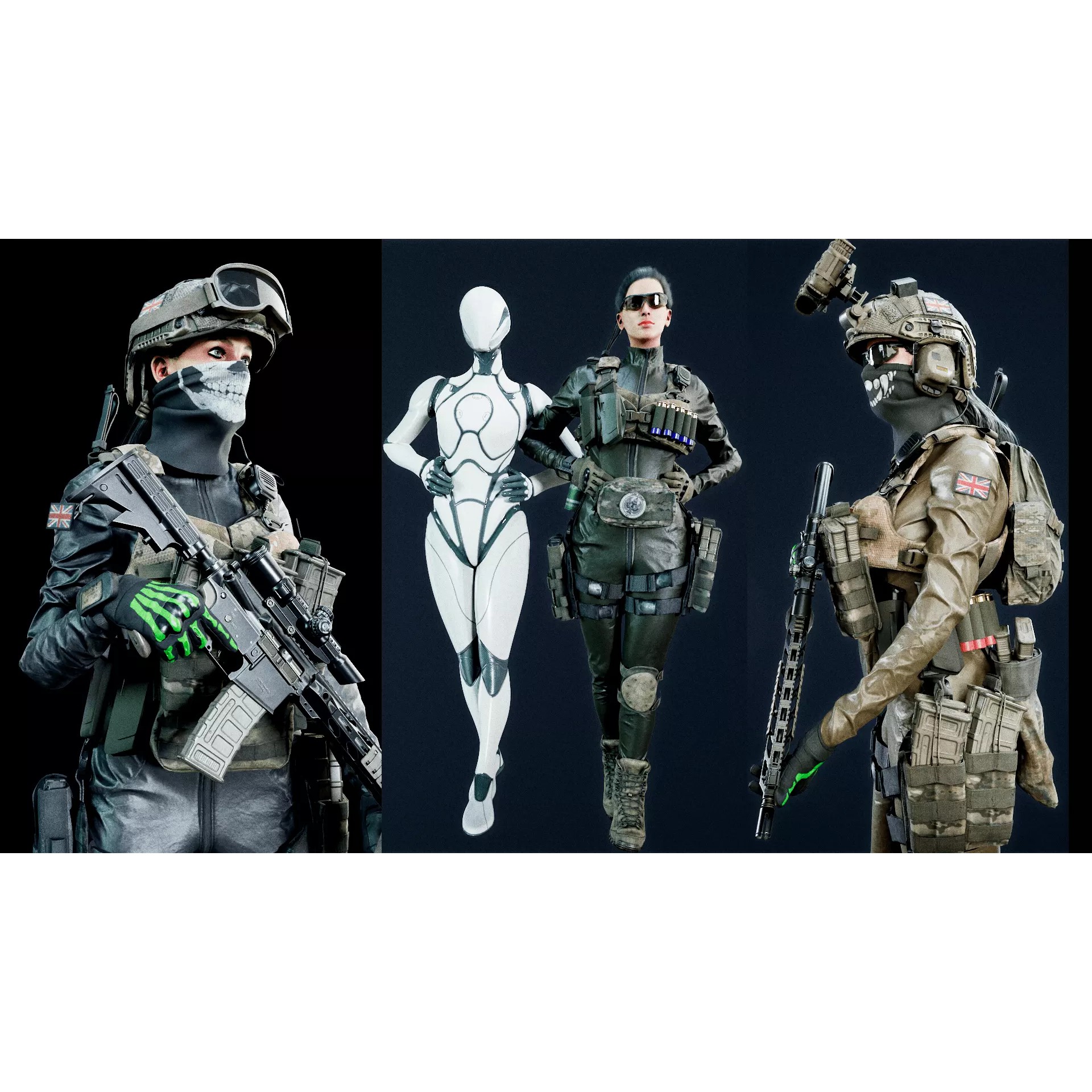Female Soldier - Low-Poly Game-Ready 3D Model - View 9