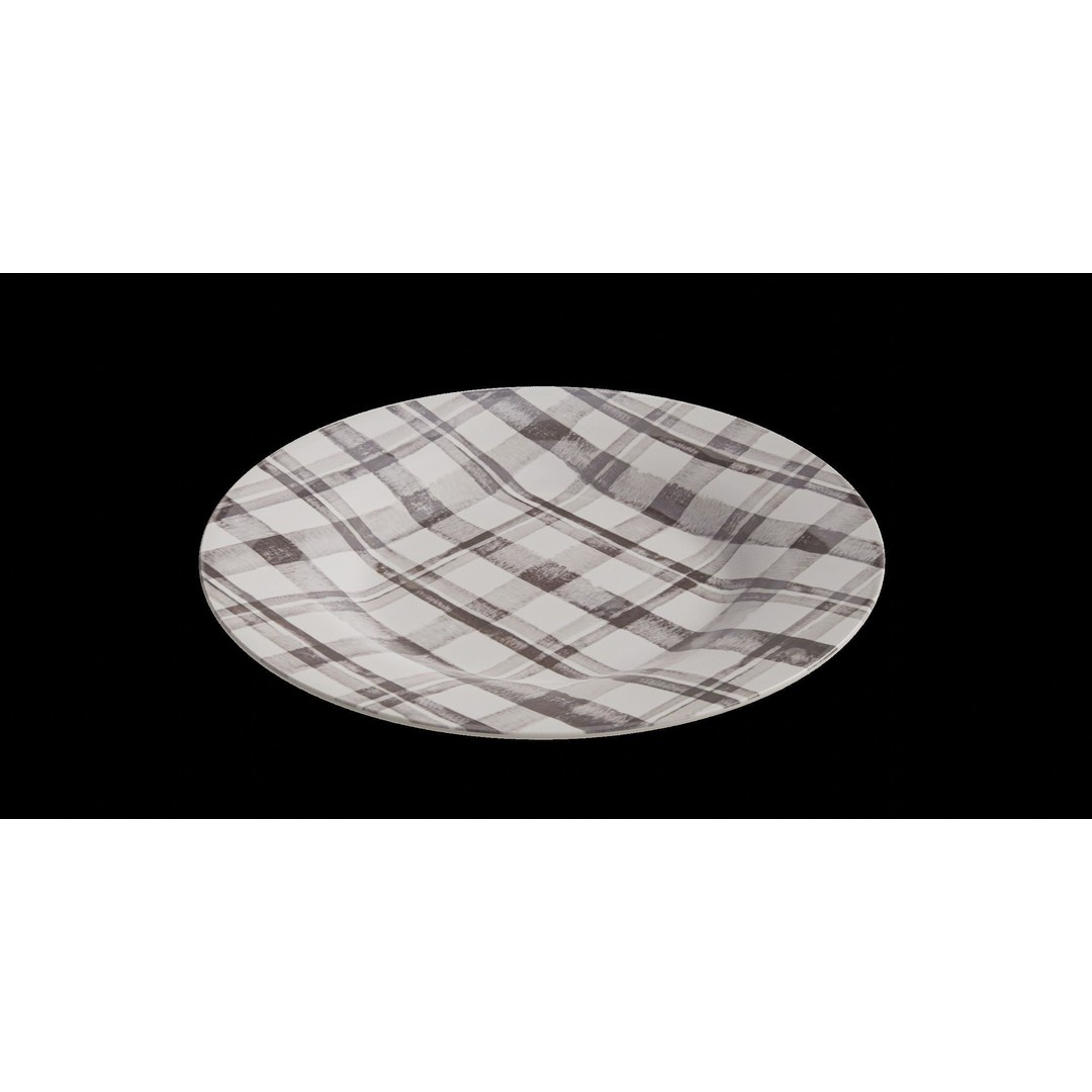 Bradford Plaid Salad Plate 3D Model – Low Poly Kitchenware, FBX - View 10