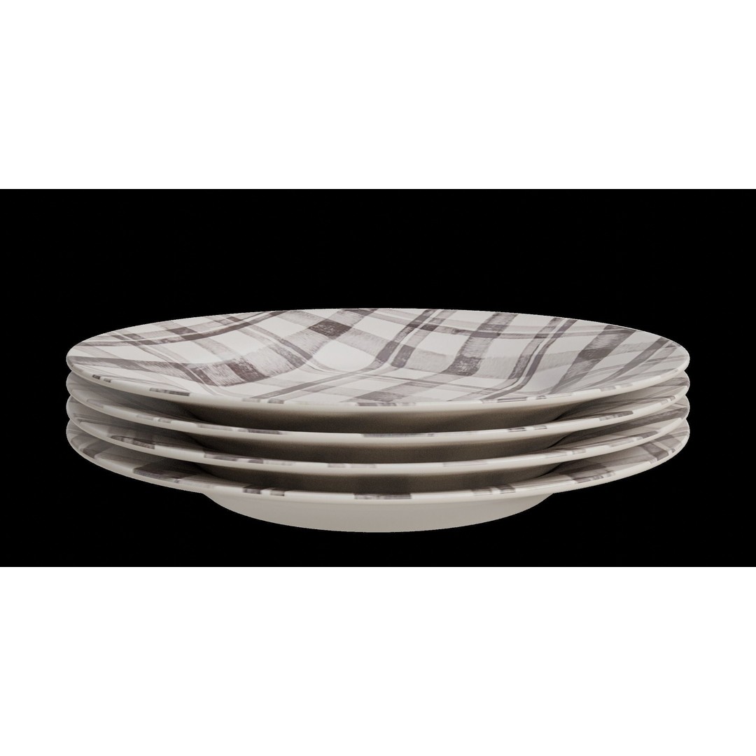 Bradford Plaid Salad Plate 3D Model – Low Poly Kitchenware, FBX - View 5