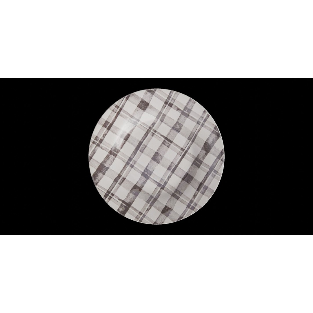 Bradford Plaid Salad Plate 3D Model – Low Poly Kitchenware, FBX - View 6