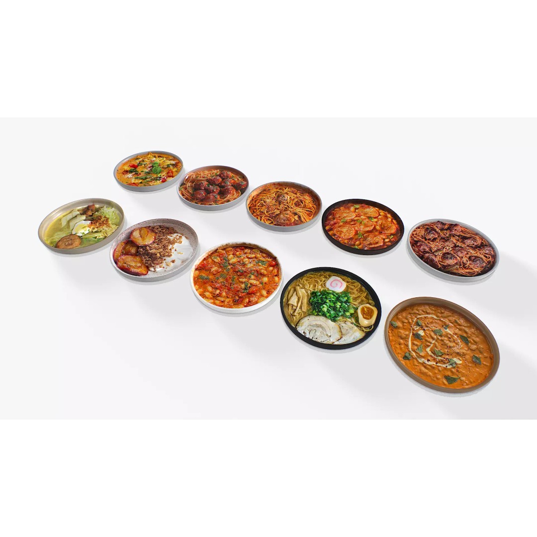 Food on Plate 3D Model – Low Poly Game Asset, PBR Textures - View 2