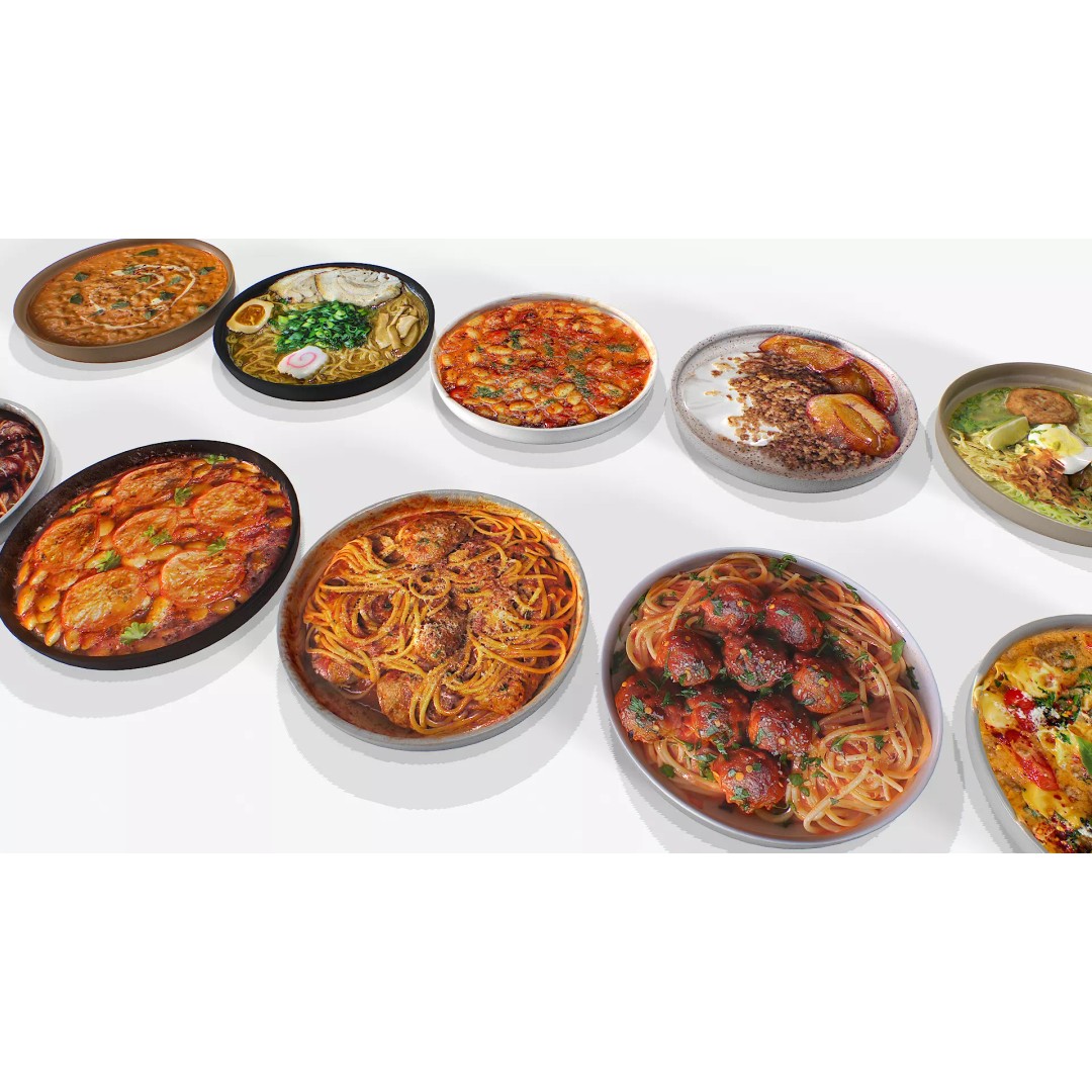 Food on Plate 3D Model – Low Poly Game Asset, PBR Textures - View 7