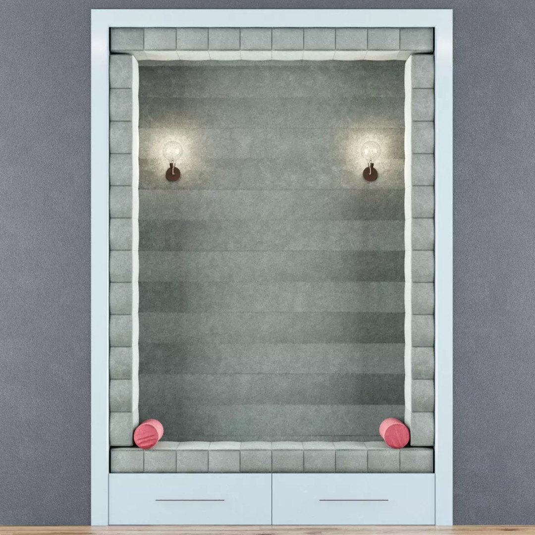 Hall Furniture 3D Model – Contemporary Wooden Wardrobe Set, FBX - View 2