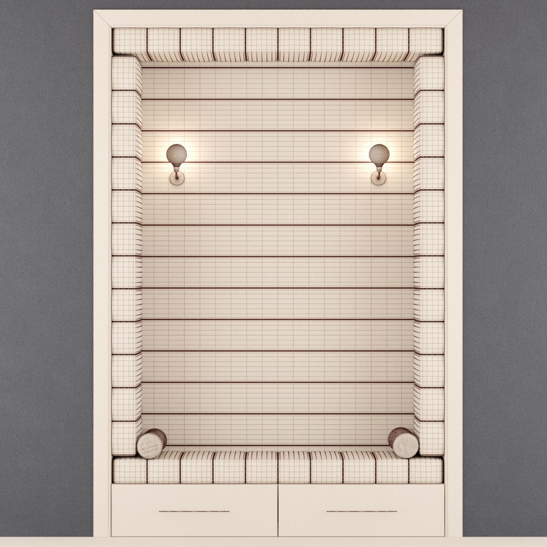 Hall Furniture 3D Model – Contemporary Wooden Wardrobe Set, FBX - View 3