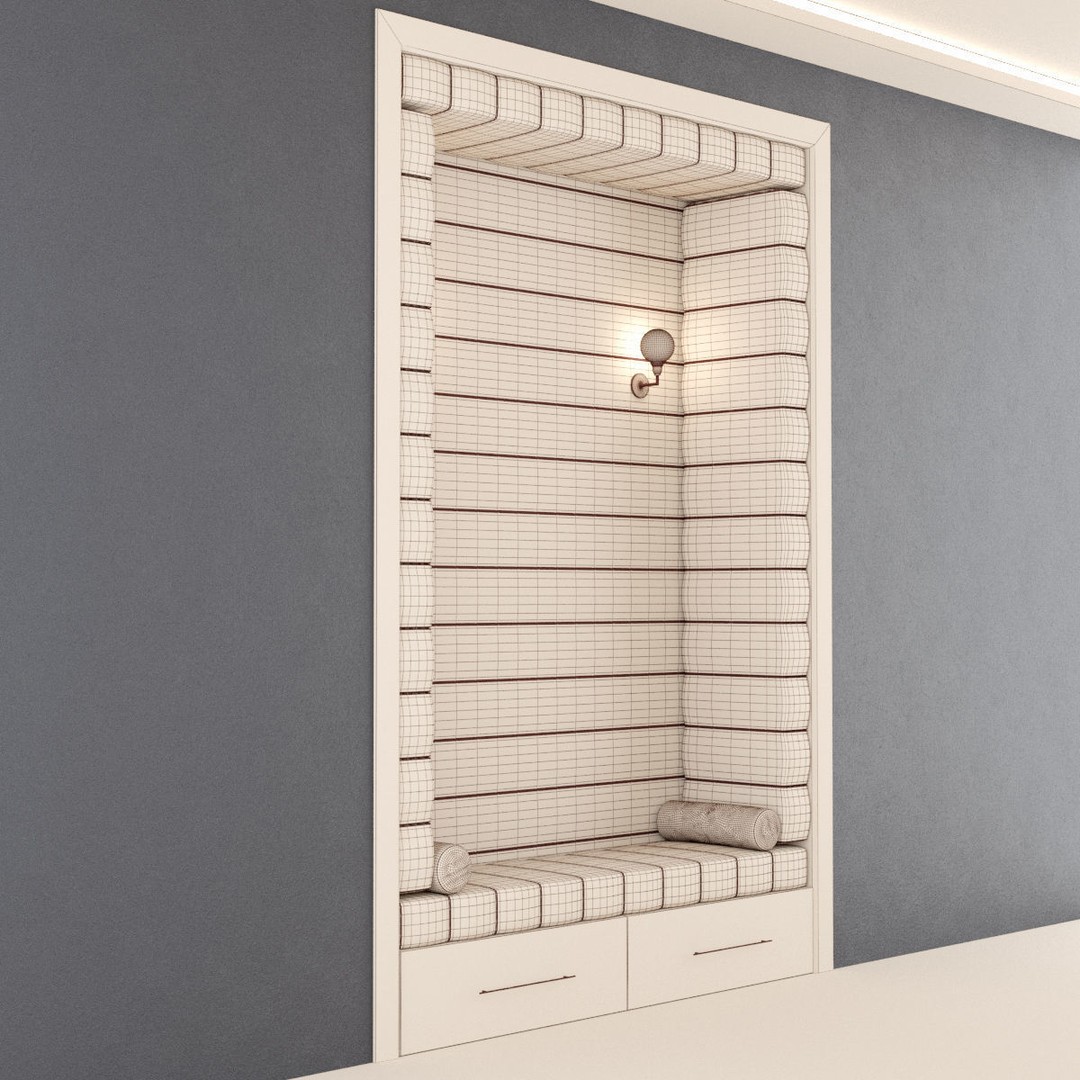 Hall Furniture 3D Model – Contemporary Wooden Wardrobe Set, FBX - View 5