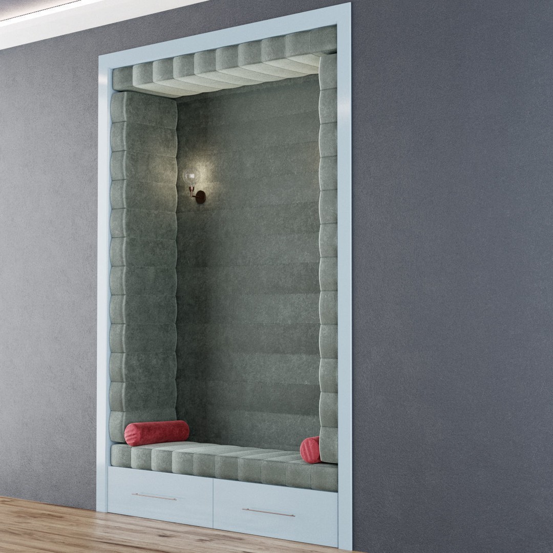 Hall Furniture 3D Model – Contemporary Wooden Wardrobe Set, FBX - View 6
