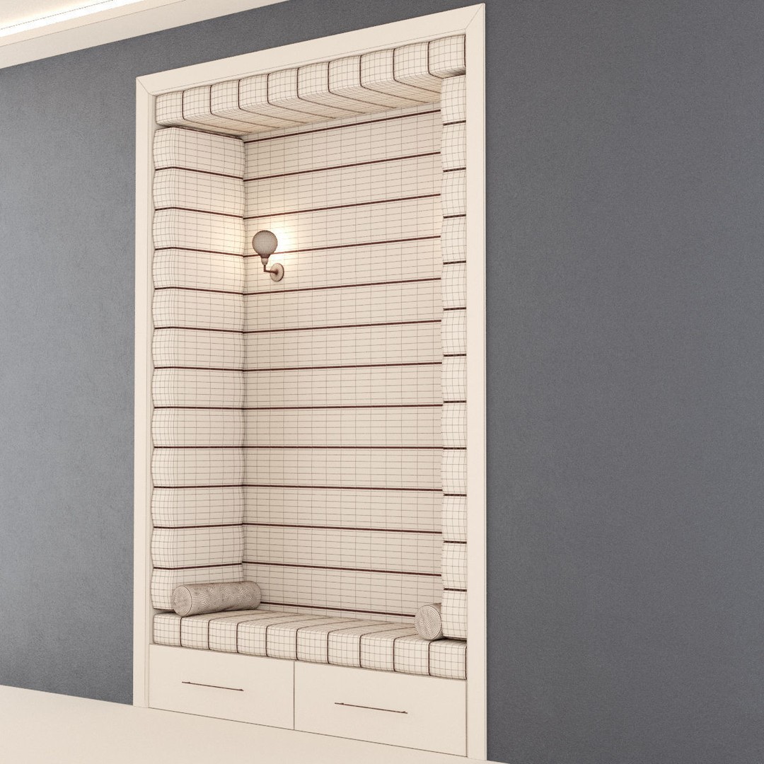 Hall Furniture 3D Model – Contemporary Wooden Wardrobe Set, FBX - View 7