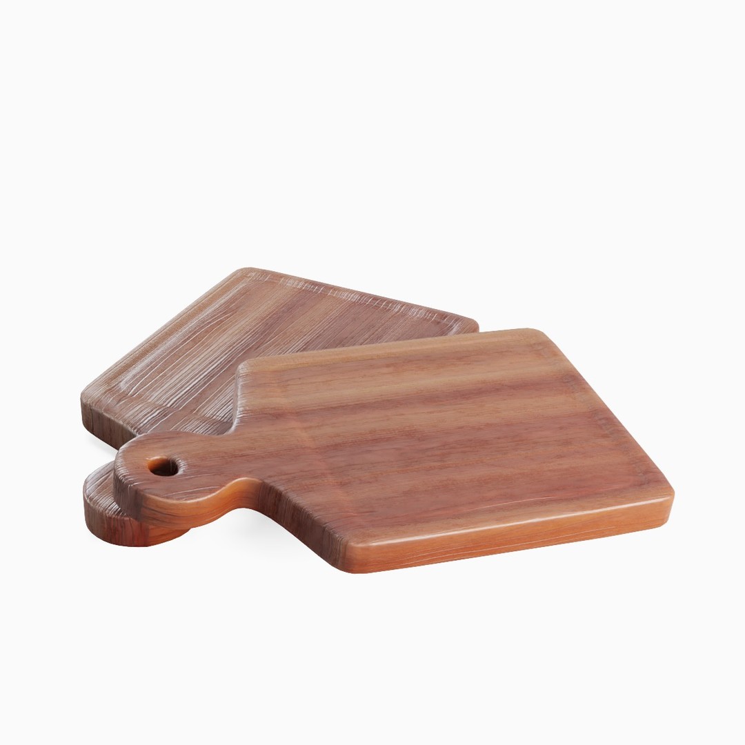 Cutting Board 3D Model – Low Poly Kitchenware with PBR Textures - View 3