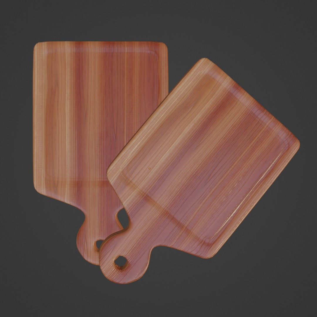 Cutting Board 3D Model – Low Poly Kitchenware with PBR Textures - View 8