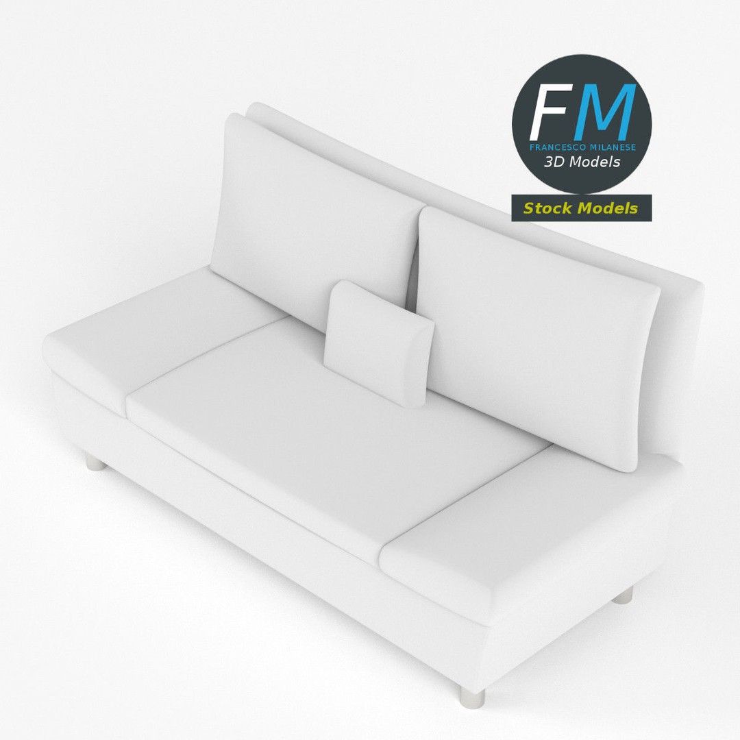 Couch Sofa 3D Model – PBR Game-Ready Asset, FBX & OBJ Formats - View 3