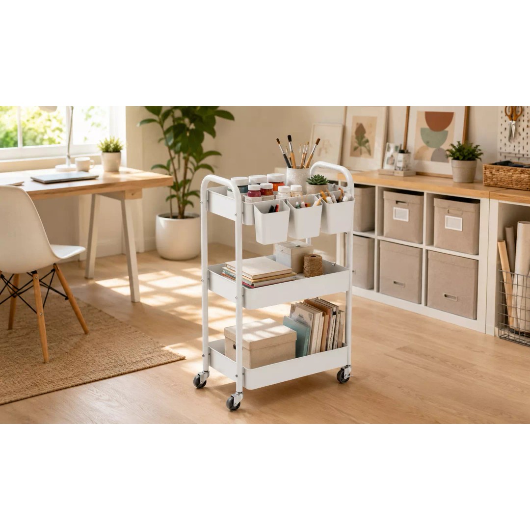 Minimal Rolling Storage Cart 3D Model – Modern Utility Organizer, FBX - View 2