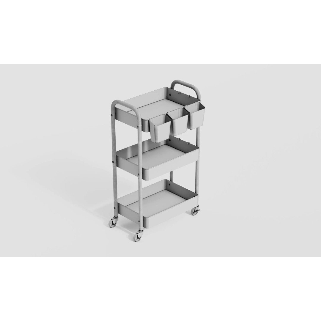 Minimal Rolling Storage Cart 3D Model – Modern Utility Organizer, FBX - View 5