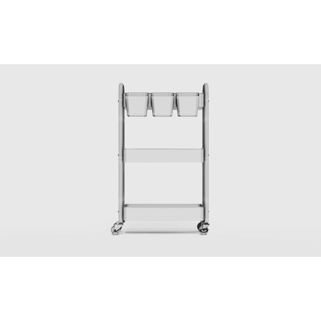 Minimal Rolling Storage Cart 3D Model – Modern Utility Organizer, FBX - View 7