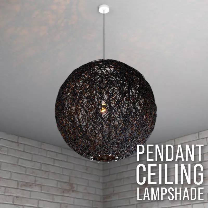Rattan Pendant Ceiling Lamp 3D Model – High Poly ArchViz Asset, FBX - View 2