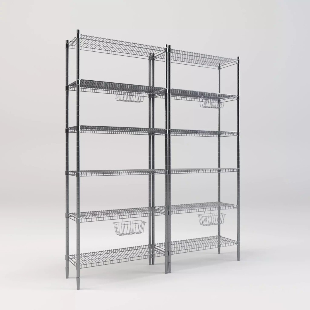 Steel Rack 3D Model – Low Poly PBR Kitchenware, FBX/OBJ - View 2