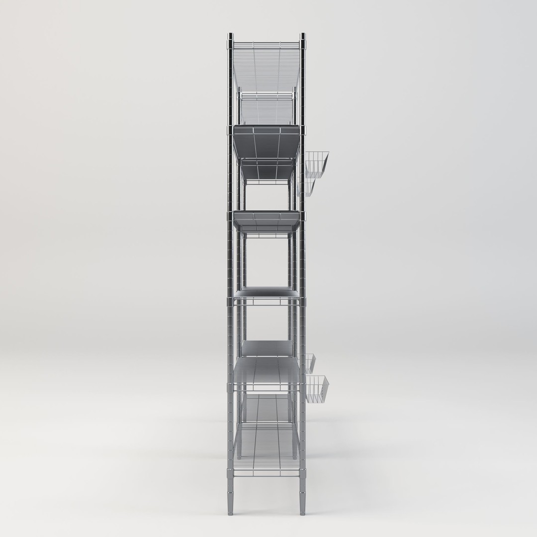 Steel Rack 3D Model – Low Poly PBR Kitchenware, FBX/OBJ - View 4