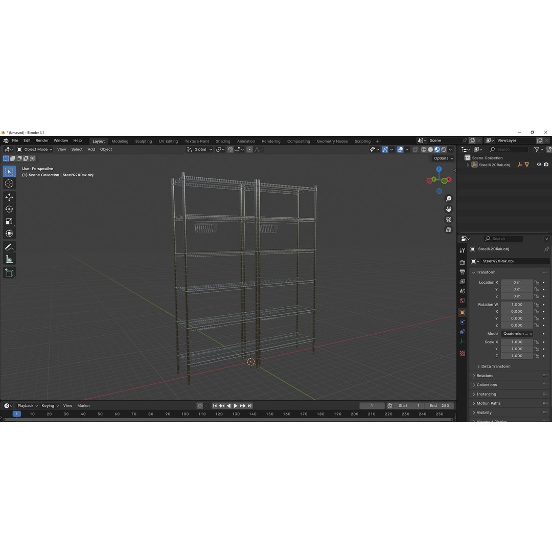 Steel Rack 3D Model – Low Poly PBR Kitchenware, FBX/OBJ - View 7