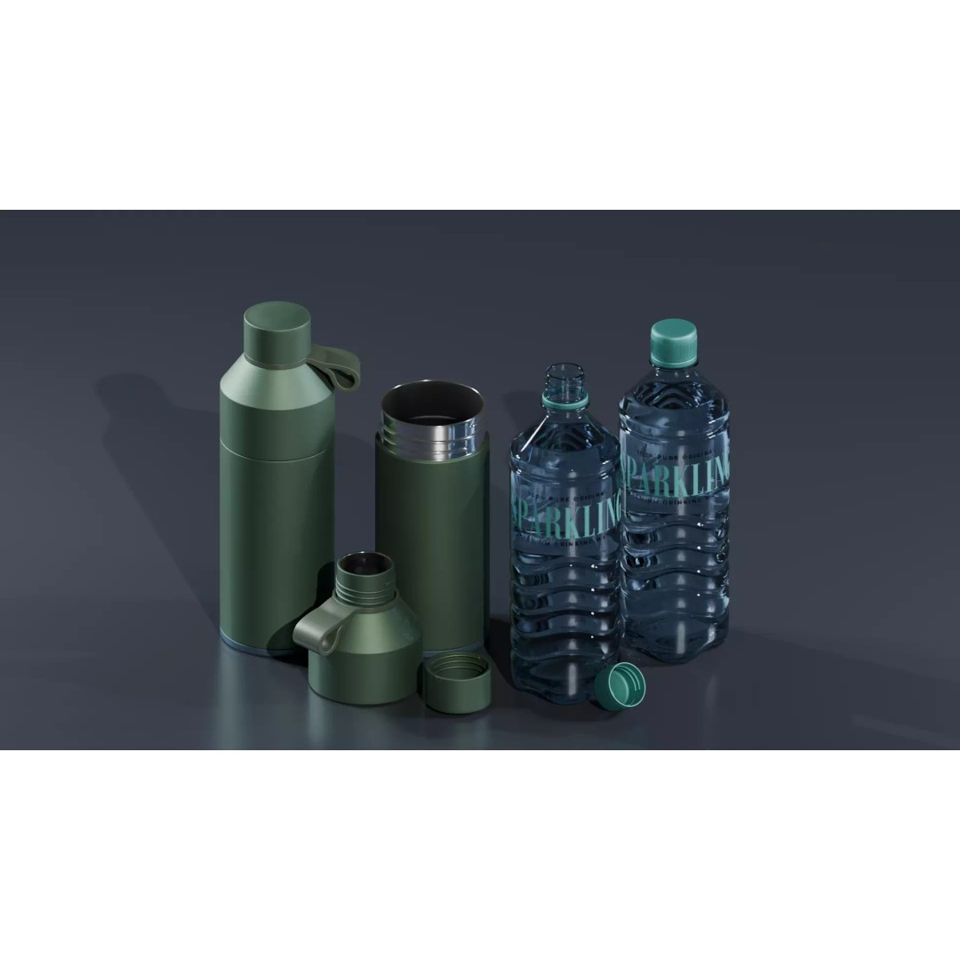 Reusable Water Bottle 3D Model – Low Poly Kitchen Asset, FBX, OBJ - View 2