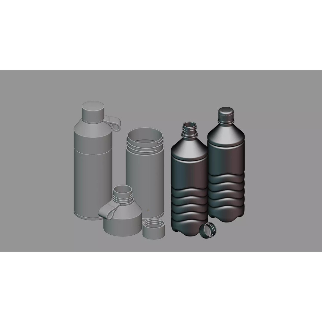 Reusable Water Bottle 3D Model – Low Poly Kitchen Asset, FBX, OBJ - View 3