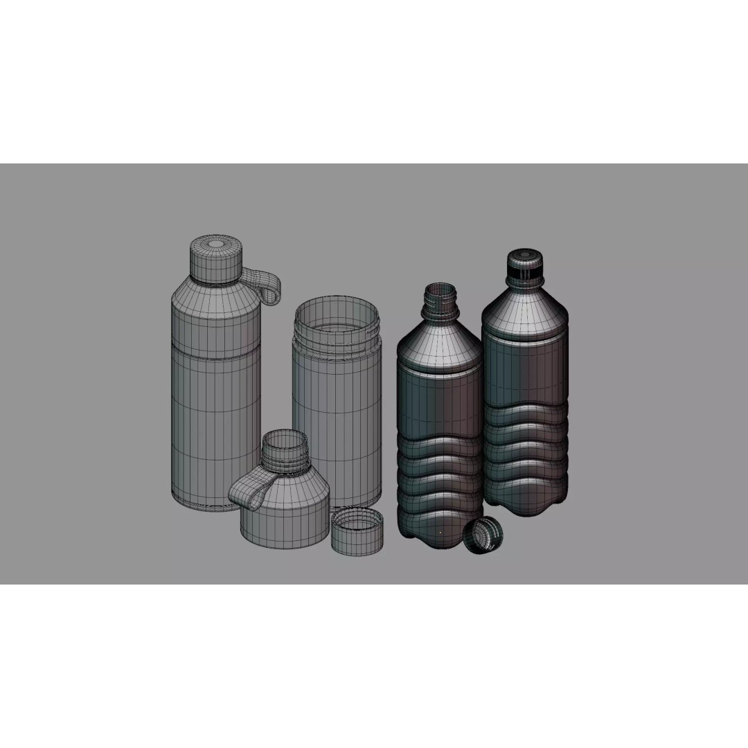 Reusable Water Bottle 3D Model – Low Poly Kitchen Asset, FBX, OBJ - View 6