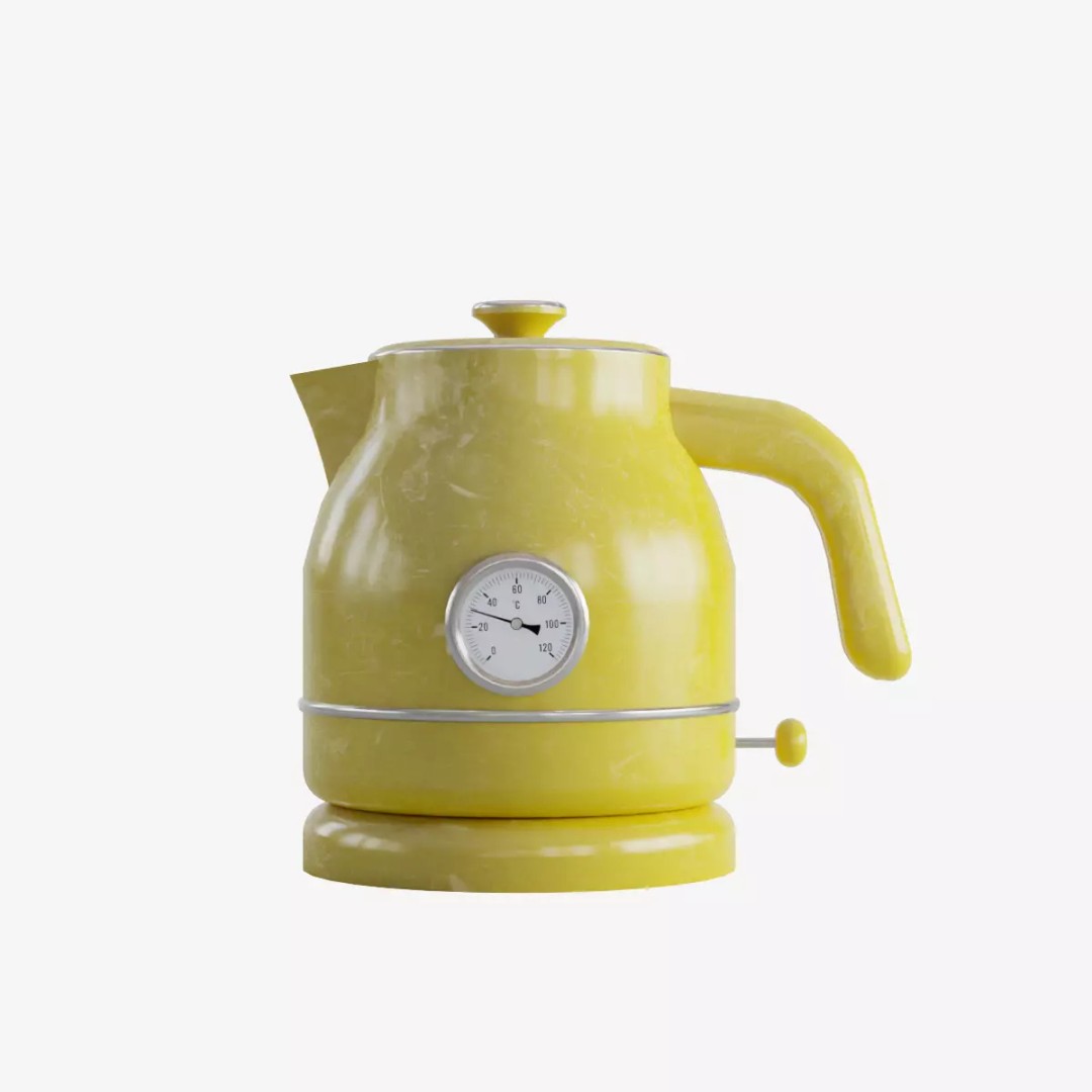 Scuffed Plastic Kettle 3D Model – Low Poly Game Ready, FBX - View 2