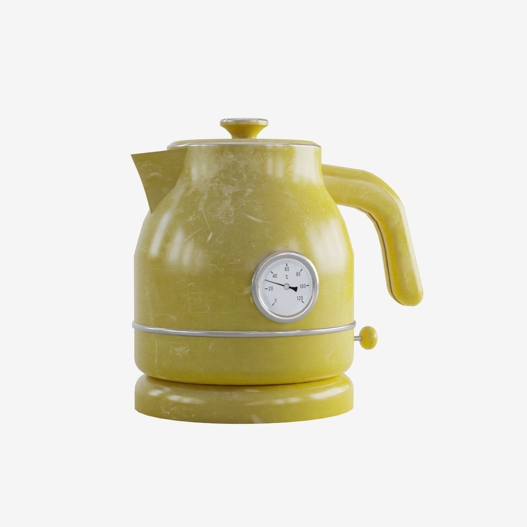 Scuffed Plastic Kettle 3D Model – Low Poly Game Ready, FBX - View 3